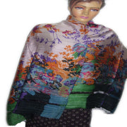 FLOWER PRINT SILK VISCOSE SCARF