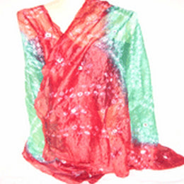 TWO TONE SILK BHANDHNI SCARF