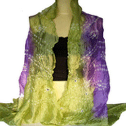 TWO TONE SILK TIE & DYE BHANDHNI SCARF