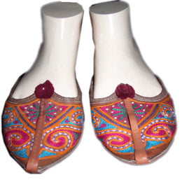 EMBROIDERY SPONG SHOES SLEEPER POINTED