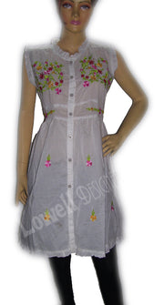 COTTON CHIKEN EMBROIDERED TUNIC / TOP / INDIAN KURTI