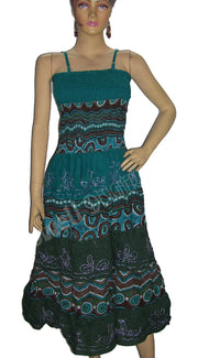 ETHNIC COTTON MIDI SKIRT DRESS WITH STRAP