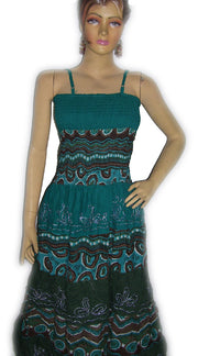 ETHNIC COTTON MIDI SKIRT DRESS WITH STRAP
