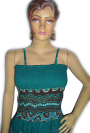 ETHNIC COTTON MIDI SKIRT DRESS WITH STRAP