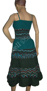ETHNIC COTTON MIDI SKIRT DRESS WITH STRAP