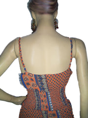 ETHNIC CASUAL CHIFFON CALF LENGTH SKIRT DRESS WITH STRAP