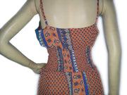 ETHNIC CASUAL CHIFFON CALF LENGTH SKIRT DRESS WITH STRAP