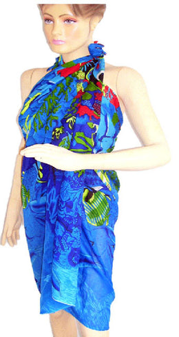 POLY OTTON SEA PRINT BEACH PAREOS