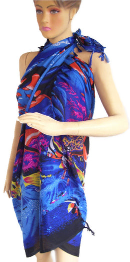 POLY COTTON SEA PRINT BEACH PAREOS