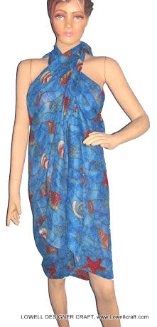 POLY COTTON SEA  PRINT SARONG PAREOS