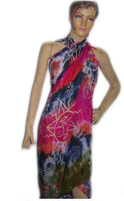 MULTCOLOR CELTIC PRINT TIE DYE VISCOSE  PAREOS