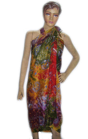 MULTCOLOR CELTIC PRINT TIE DYE VISCOSE  PAREOS