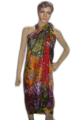 MULTCOLOR CELTIC PRINT TIE DYE VISCOSE  PAREOS