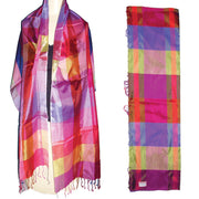 RAINBOW CHECK BANARSI SILK SCARF