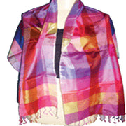 RAINBOW CHECK BANARSI SILK SCARF