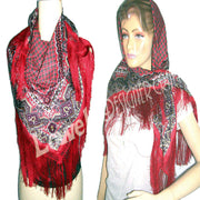 POLY SATIN SCARF WITH FRINGES
