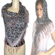 ANIMAL PRINTED COTTON  VIOLE SCARF