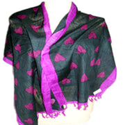 HEART DESIGN COTTON  SILK STOLE