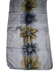 FLOWER DESIGN SILK LONG SCARF