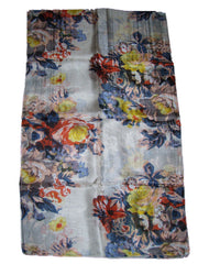 FLOWER DESIGN SILK LONG SCARF