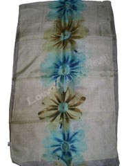 FLOWER DESIGN SILK LONG SCARF