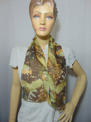 Thin Rectangular Head Accessory Scarf Silk Prints