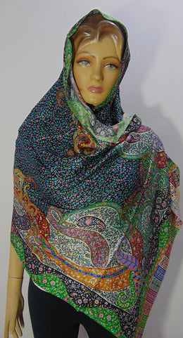 Modal digital multicolor print paisley design hijab scarf