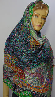 Modal digital multicolor print paisley design hijab scarf