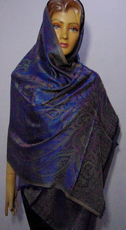 Modal Hijab stole purple & pink with fringe