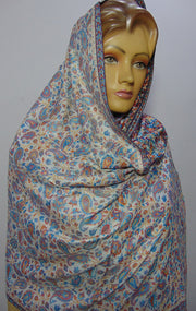Modal stole white base Paisley Hijab scarf