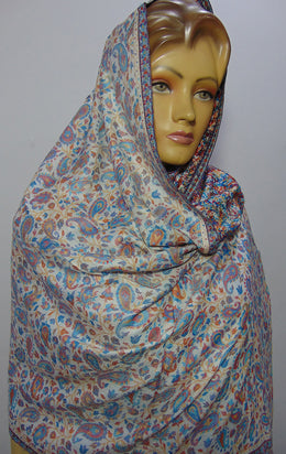Modal stole white base Paisley Hijab scarf