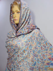 Modal stole white base Paisley Hijab scarf
