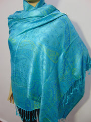 silk shining stole Blue hijab scarf