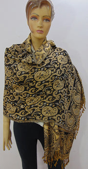 Rayon viscose stole black & cream paisley hijab scarf
