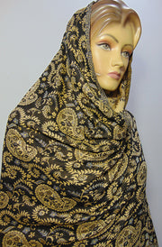 Rayon viscose stole black & cream paisley hijab scarf
