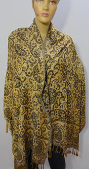 Rayon viscose stole black & cream paisley hijab scarf