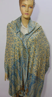 Rayon Viscose Stole sky blue & Cream Paisley Hijab Scarf