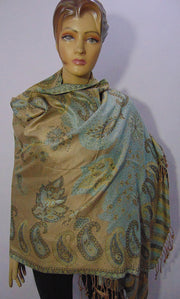 viscose blue cream & brown hijab scarf