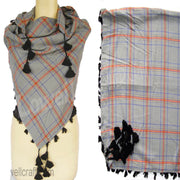 TUSSEL FRINGES TWILL CHECK SCARF