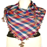 TASSEL FRINGES TWILL CHECK SCARF