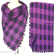 TWO TONE TWILL CHECK SCARF WITH FRINGES