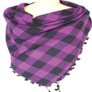 TWO TONE TWILL CHECK SCARF WITH FRINGES