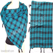 TWO TONE TWILL CHECK SCARF WITH TASSEL