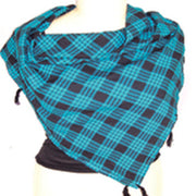TWO TONE TWILL CHECK SCARF WITH TASSEL
