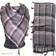 TASSEL TWILL CHECK SCARF