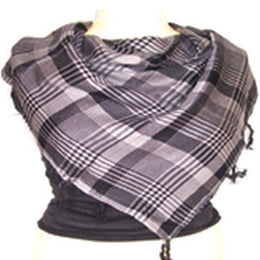 TASSEL TWILL CHECK SCARF