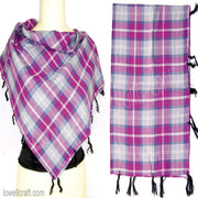 TASSEL TWILL CHECK SCARF
