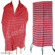 TWILL CHECK SCARF WITH FRINGES
