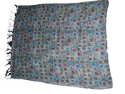 FLOWER WITH GEOMETRIC DESIGN  VISCOSE SCARF
