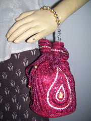 DRAWSTRING EMBROIDERY POTLI  PURSE
